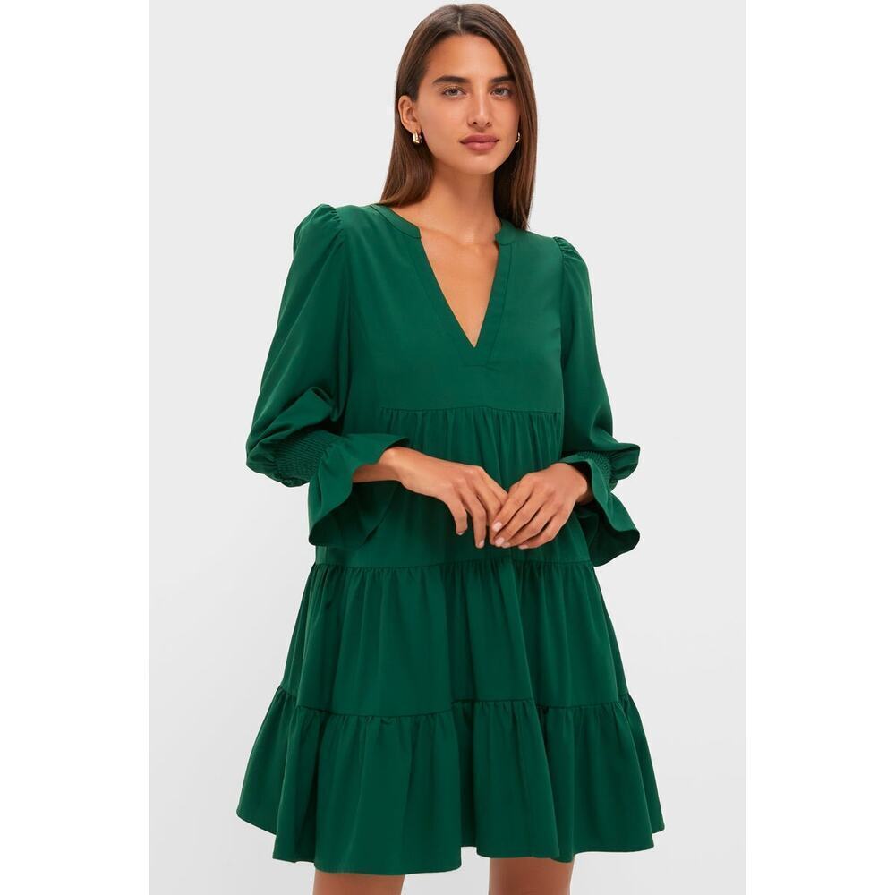 POMANDER PLACE Hunter Green Crepe Kenzo Dress Size XS NWT Retail $98 Tuckernuck
